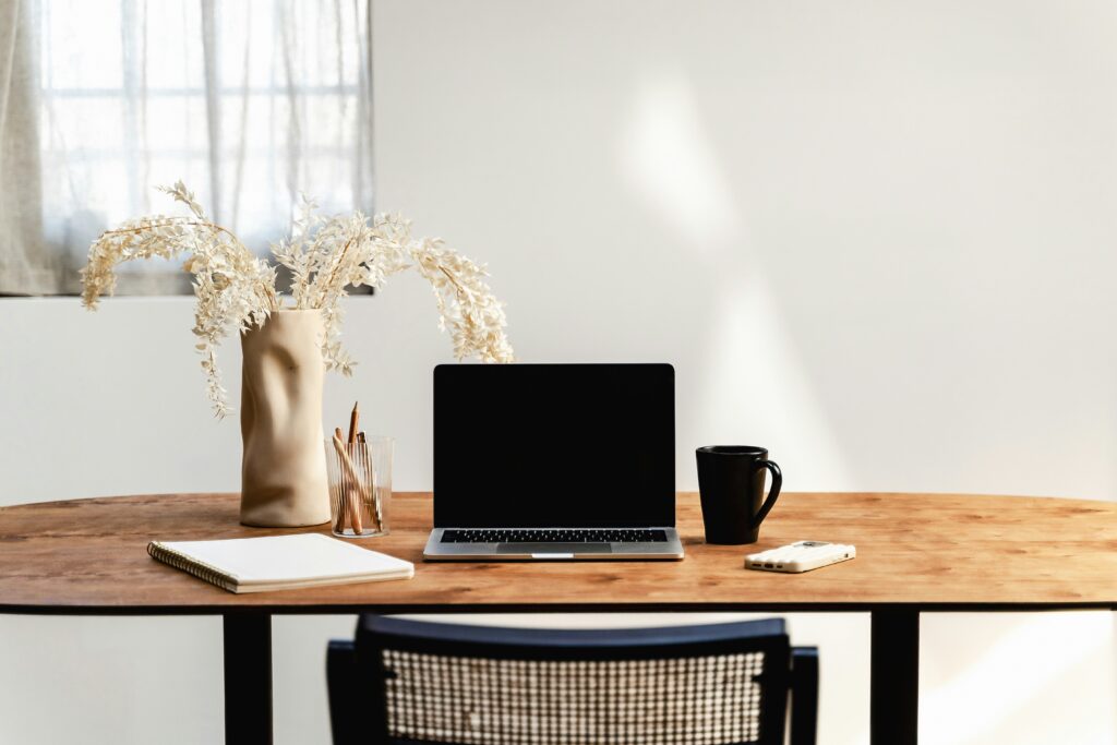 laptop on the desk